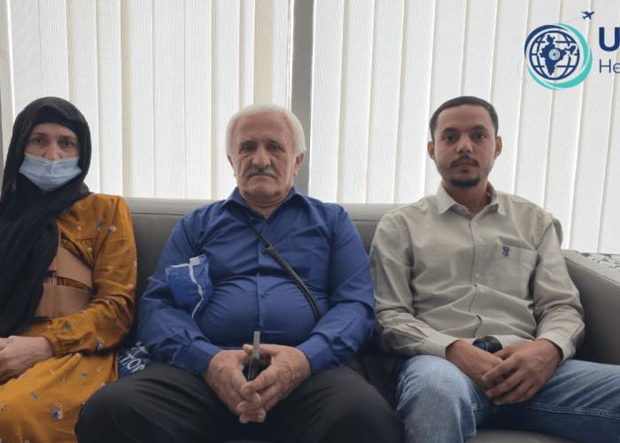 International patient and family receiving treatment support through Uni Health Heaven in India